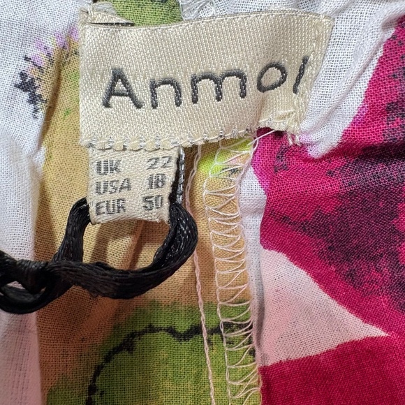 ANMOL 100% Cotton MADE IN INDIA Stretch Waist Floral Straight Leg Pants 18 NWT - Picture 4 of 10